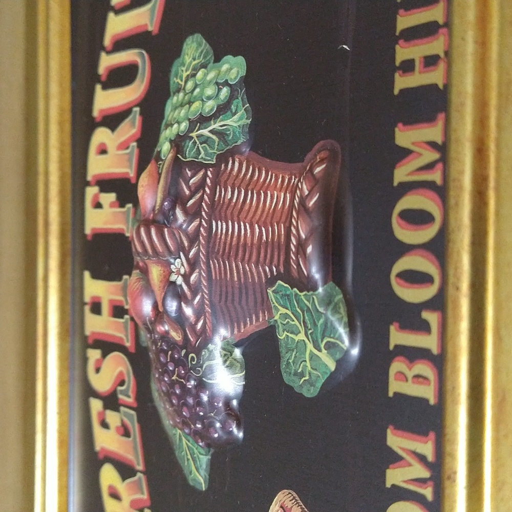 Vintage Collectible Bloom Hill Farm Fruit Empty Tin Rustic 3D Lid 9.75 x 7" - Picture 3 of 5